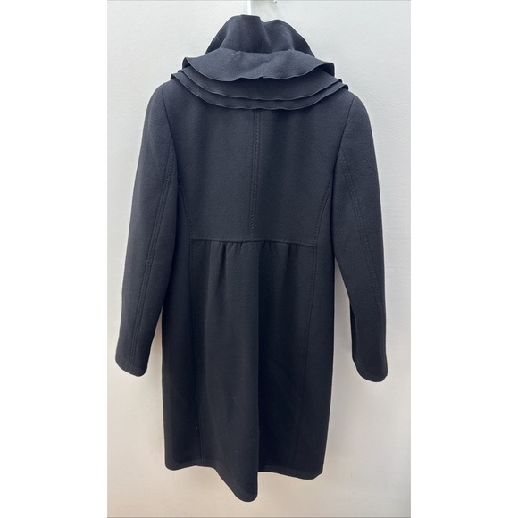 Elie Tahari Woman's Black 100% wool ruffle front Coat Size X-Small - Picture 5 of 16